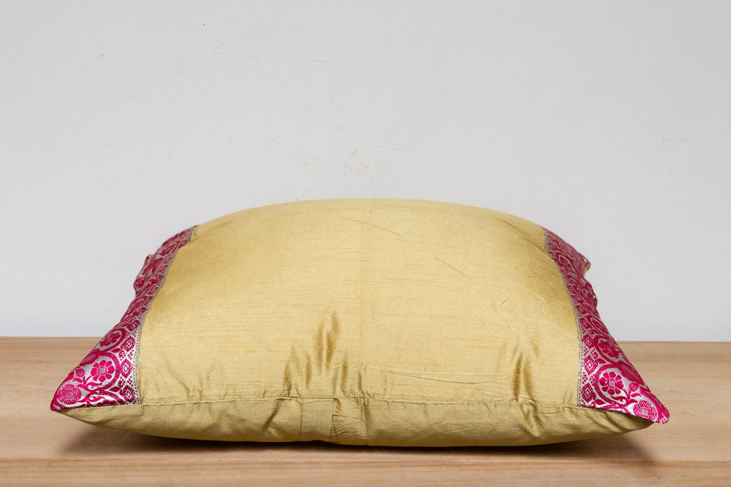 Jaislmer Gold Festive Silk Euro Pillow Cover