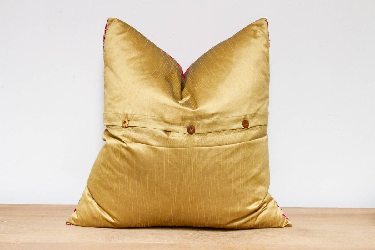 Jaislmer Gold Festive Silk Euro Pillow Cover