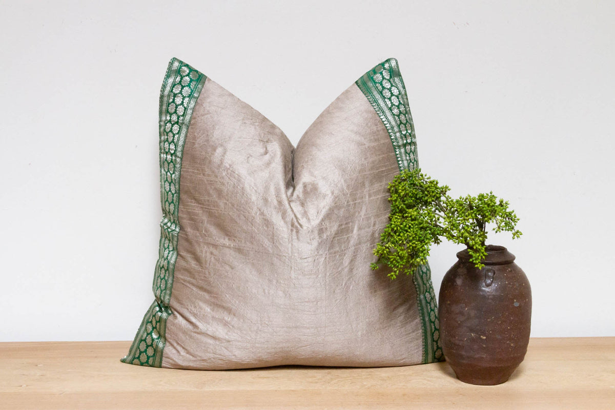 Soulful Gray Festive Silk Euro Pillow Cover