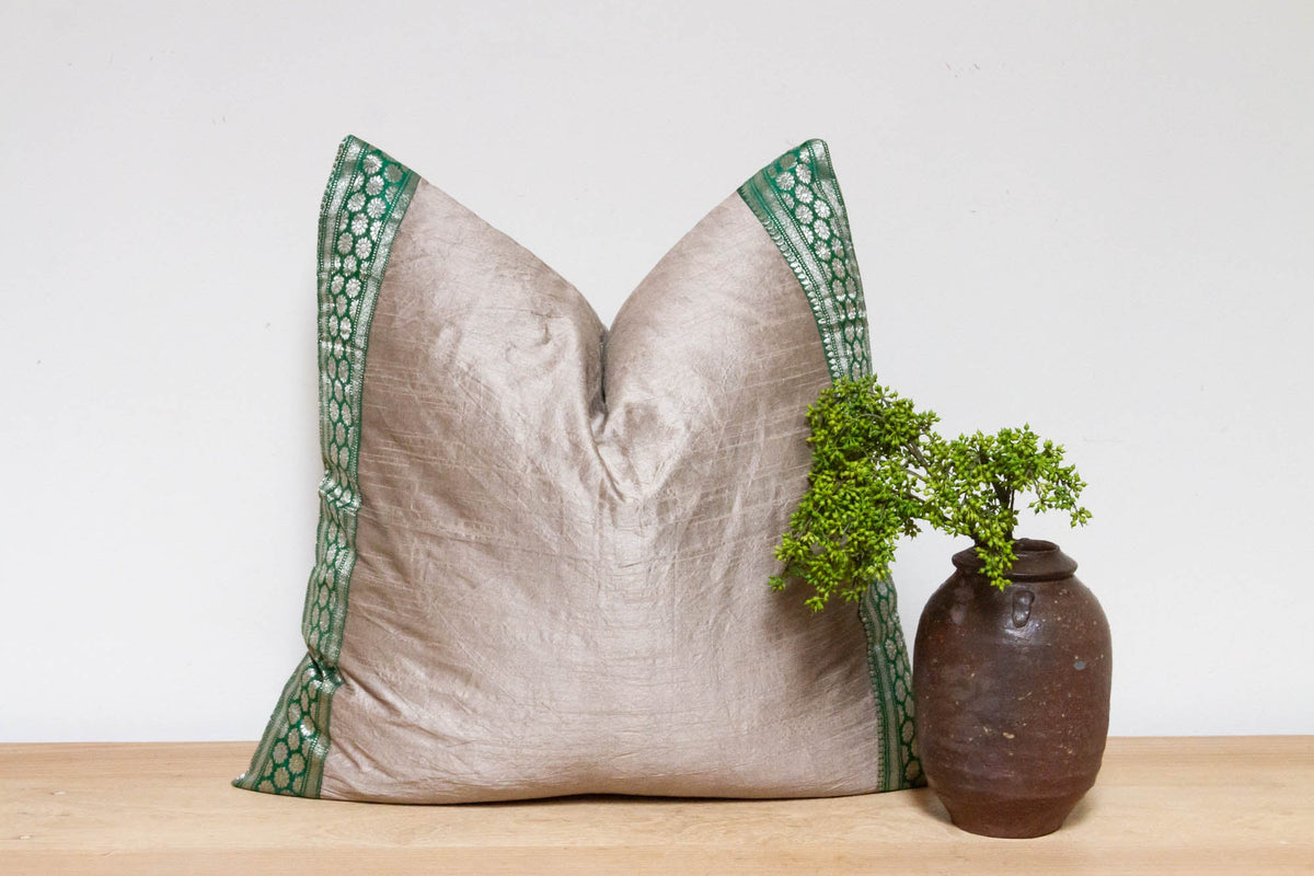 Soulful Gray Festive Silk Euro Pillow Cover