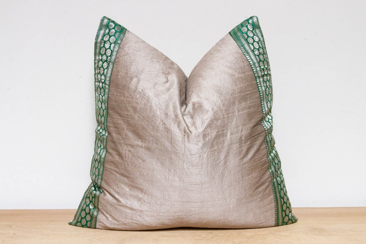 Soulful Gray Festive Silk Euro Pillow Cover