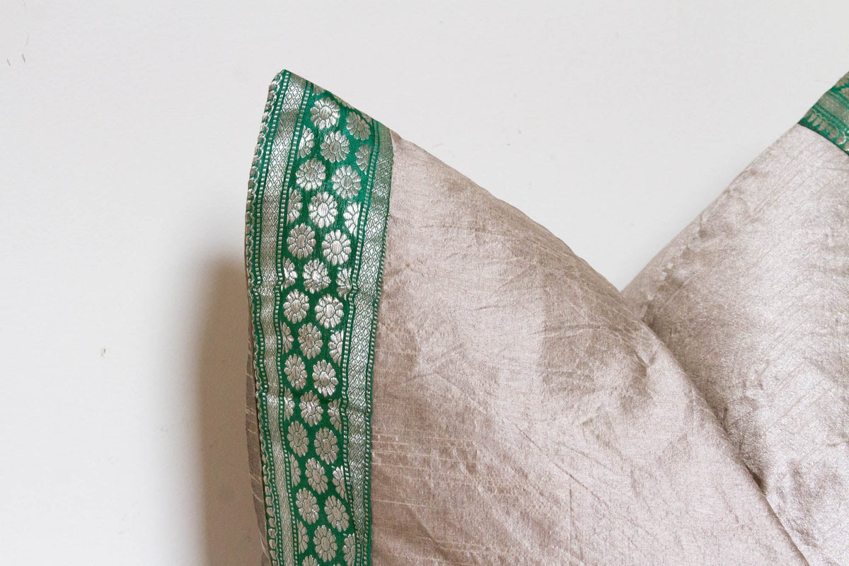 Soulful Gray Festive Silk Euro Pillow Cover