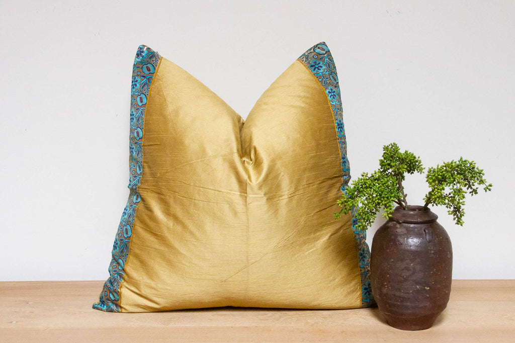 Muted Gold Festive Silk Euro Pillow Cover