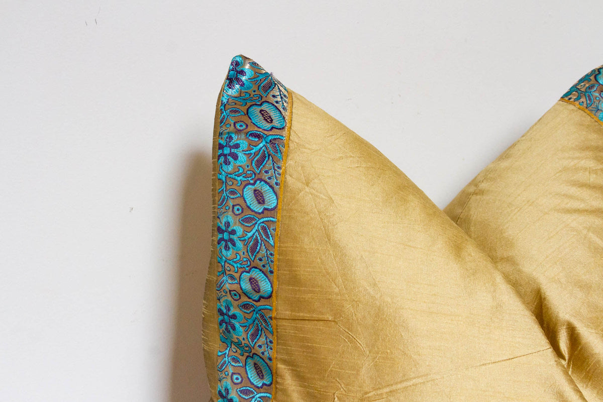 Muted Gold Festive Silk Euro Pillow Cover