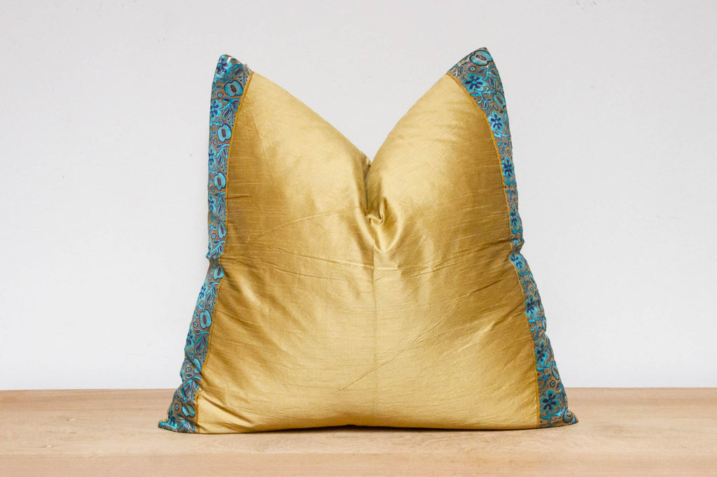 Muted Gold Festive Silk Euro Pillow Cover