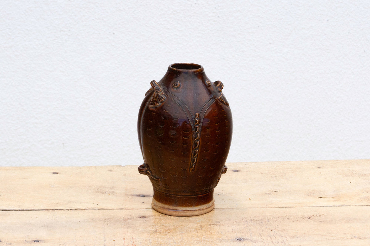 Mid-Century Glazed Fish Shape Vase