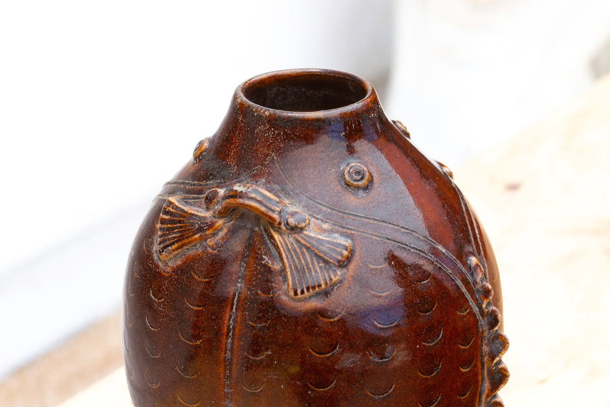 Mid-Century Glazed Fish Shape Vase