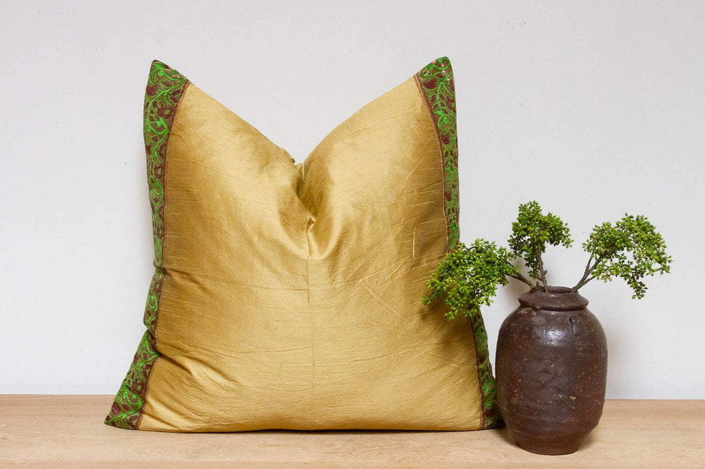 Metallic Gold Festive Silk Euro Pillow Cover