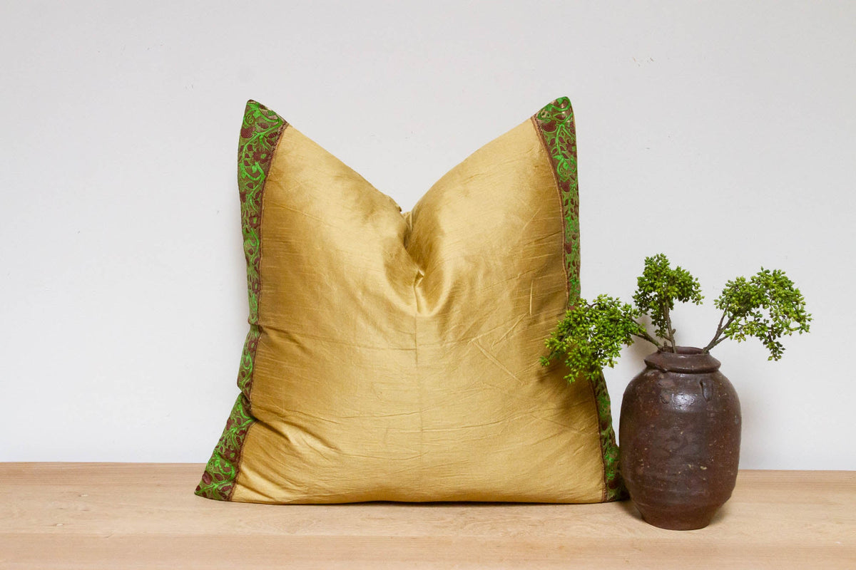Metallic Gold Festive Silk Euro Pillow Cover