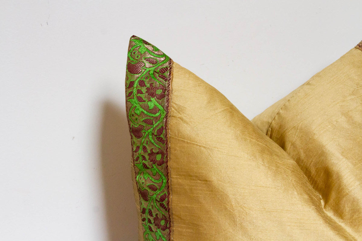 Metallic Gold Festive Silk Euro Pillow Cover