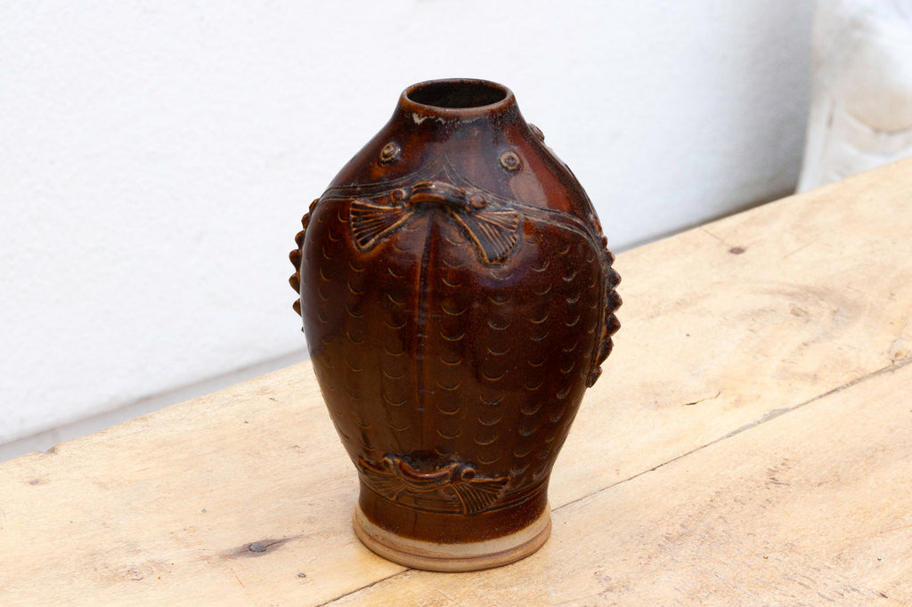 Mid-Century Glazed Fish Shape Vase