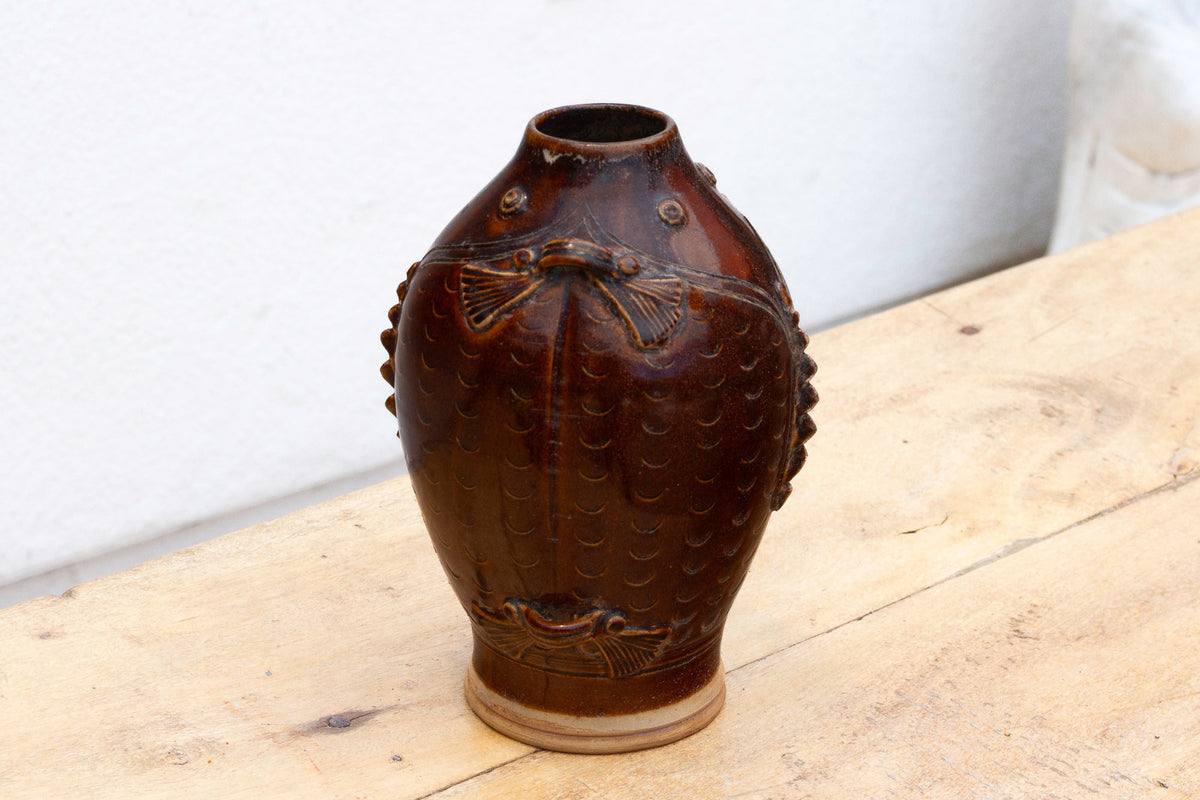 Mid-Century Glazed Fish Shape Vase