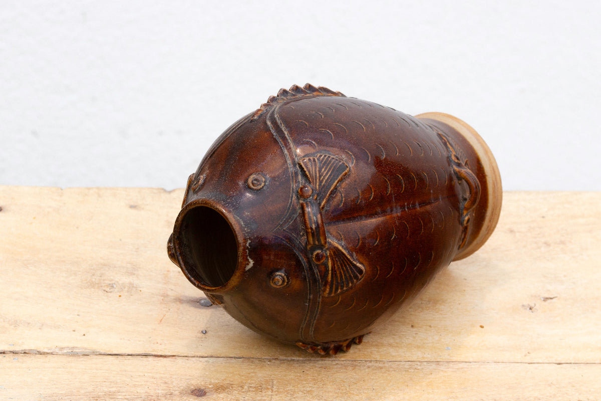 Mid-Century Glazed Fish Shape Vase