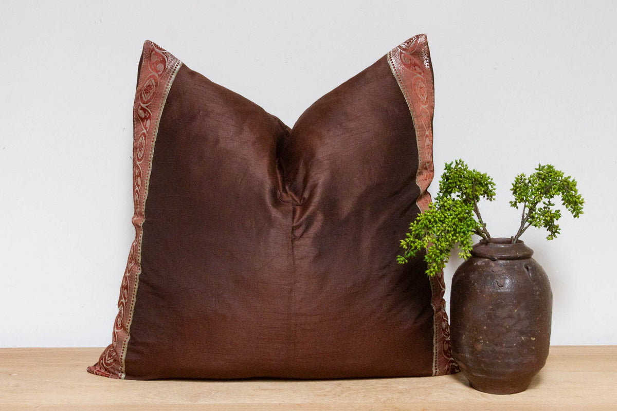 Cacao Festive Silk Euro Pillow Cover