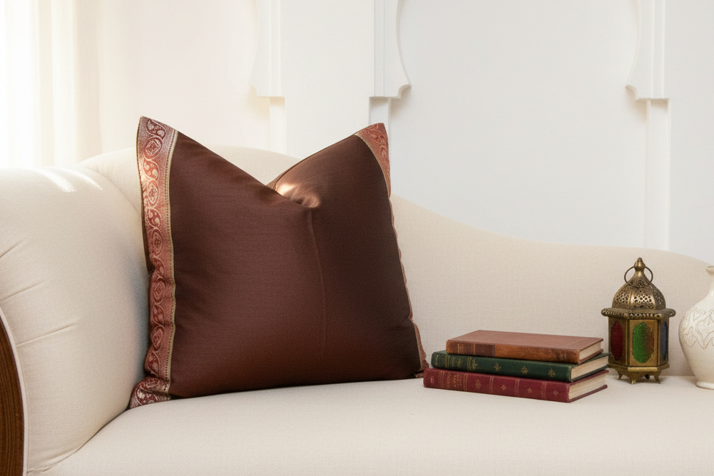 Cacao Festive Silk Euro Pillow Cover