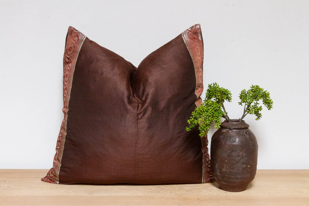 Cacao Festive Silk Euro Pillow Cover