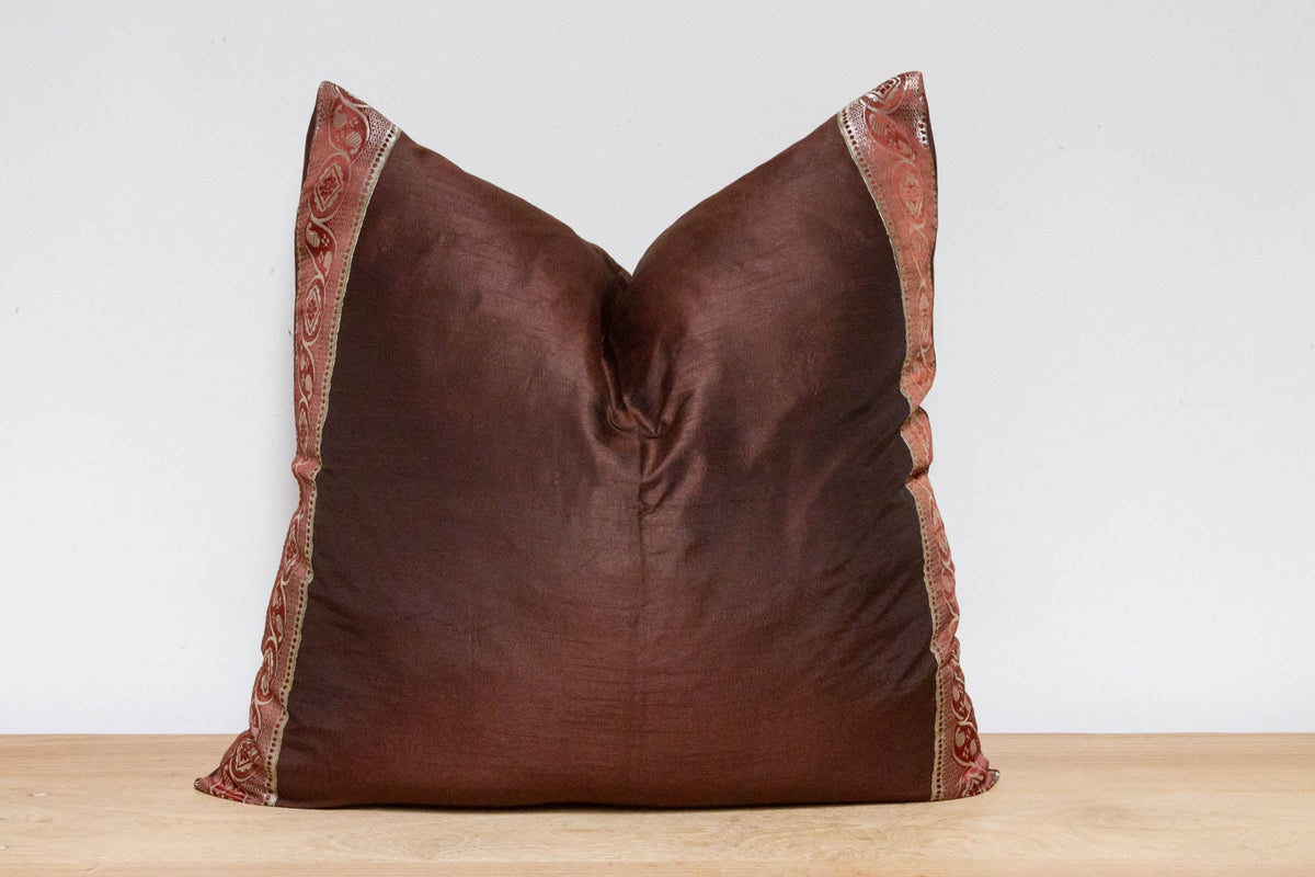 Cacao Festive Silk Euro Pillow Cover