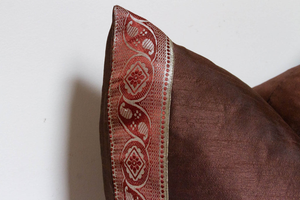 Cacao Festive Silk Euro Pillow Cover