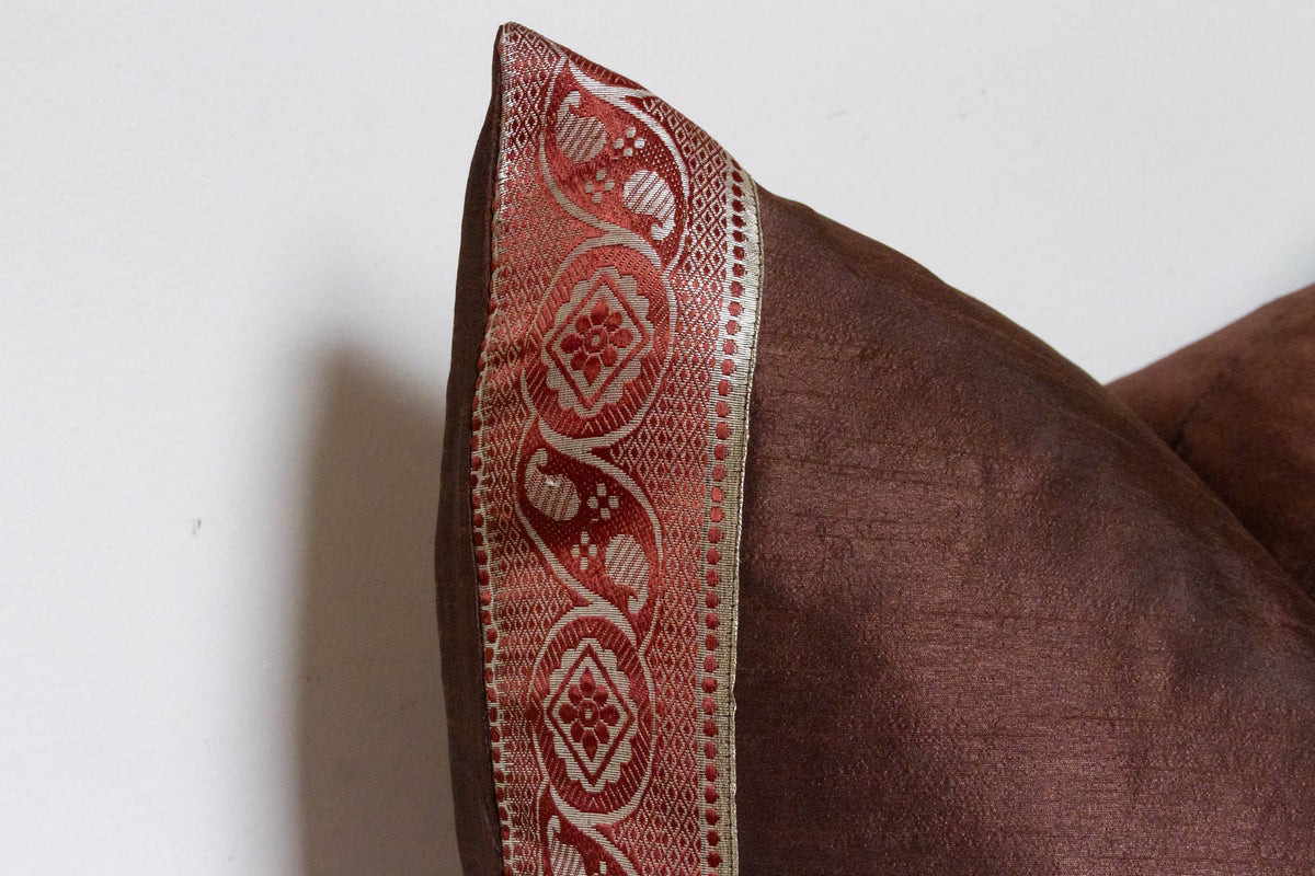 Cacao Festive Silk Euro Pillow Cover