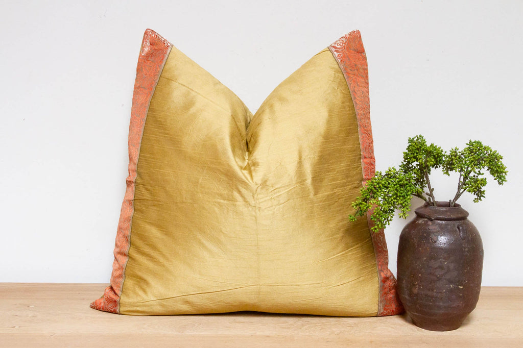 Golden Poppy Festive Silk Euro Pillow Cover