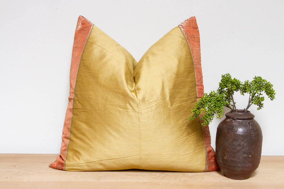 Golden Poppy Festive Silk Euro Pillow Cover