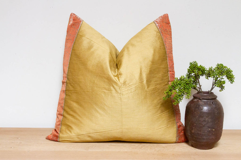 Golden Poppy Festive Silk Euro Pillow Cover
