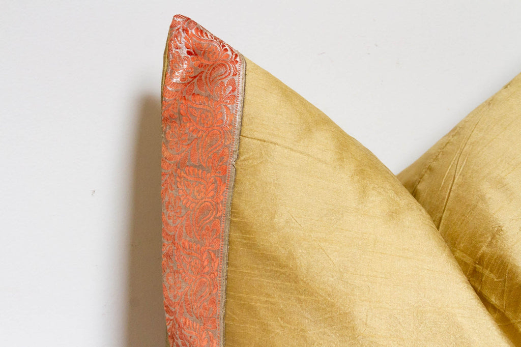 Golden Poppy Festive Silk Euro Pillow Cover