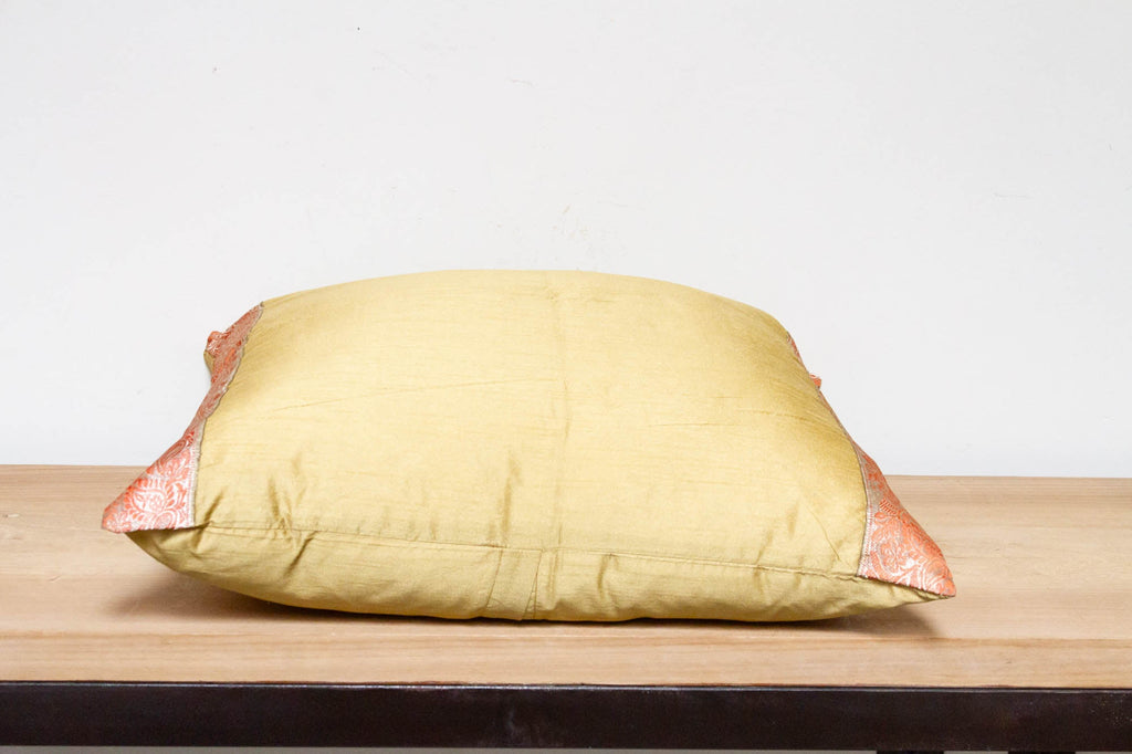 Golden Poppy Festive Silk Euro Pillow Cover