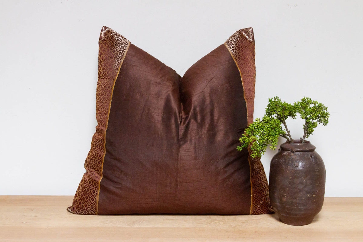 Umber Festive Silk Euro Pillow Cover