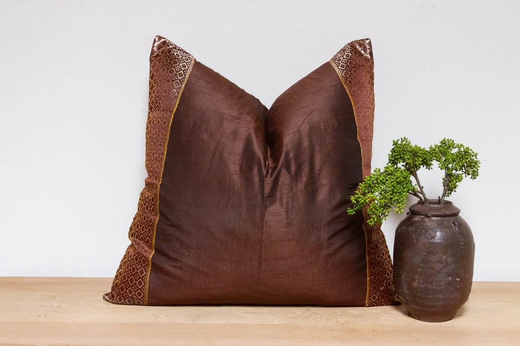 Umber Festive Silk Euro Pillow Cover