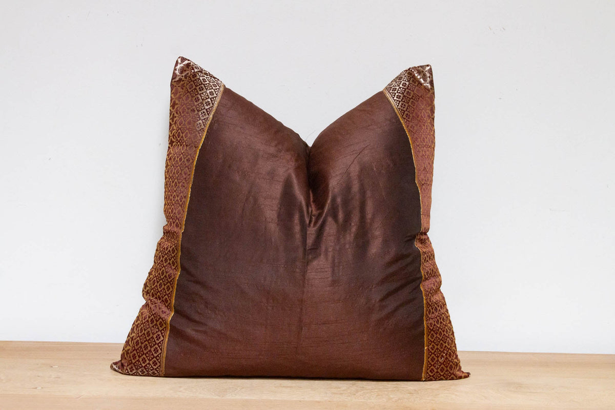 Umber Festive Silk Euro Pillow Cover