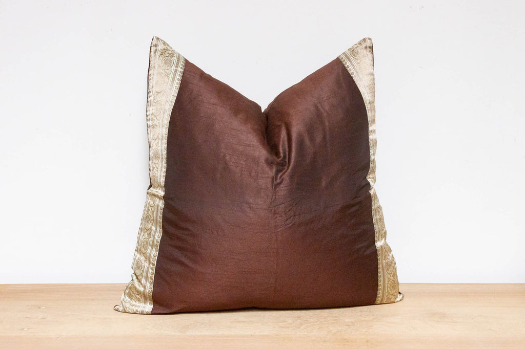 Sepia Festive Silk Euro Pillow Cover