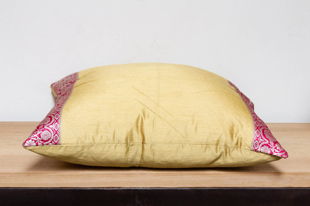 Indian Gold Festive Silk Euro Pillow Cover