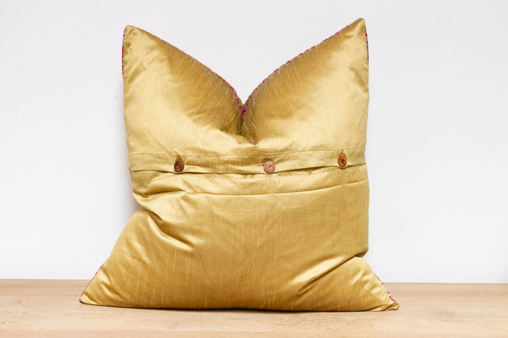 Indian Gold Festive Silk Euro Pillow Cover