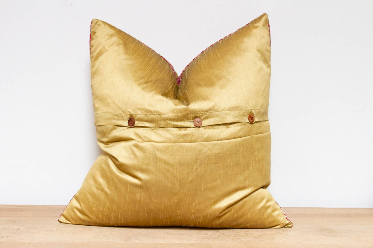 Indian Gold Festive Silk Euro Pillow Cover