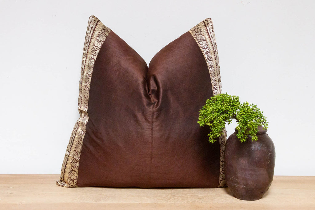 Night Brown Festive Silk Euro Pillow Cover