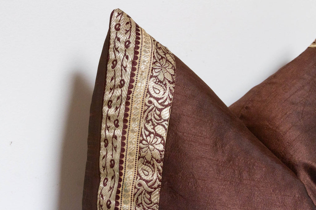 Night Brown Festive Silk Euro Pillow Cover