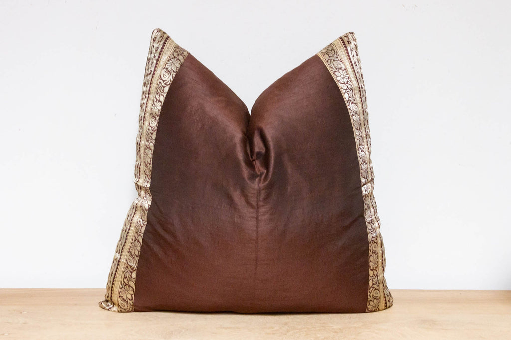 Night Brown Festive Silk Euro Pillow Cover