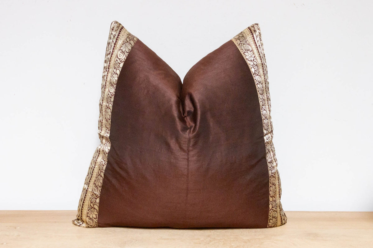 Night Brown Festive Silk Euro Pillow Cover