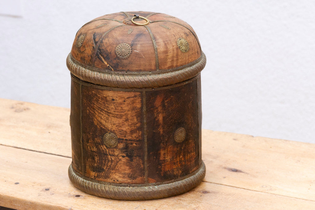 Vintage Wood Tea Canister with Lid