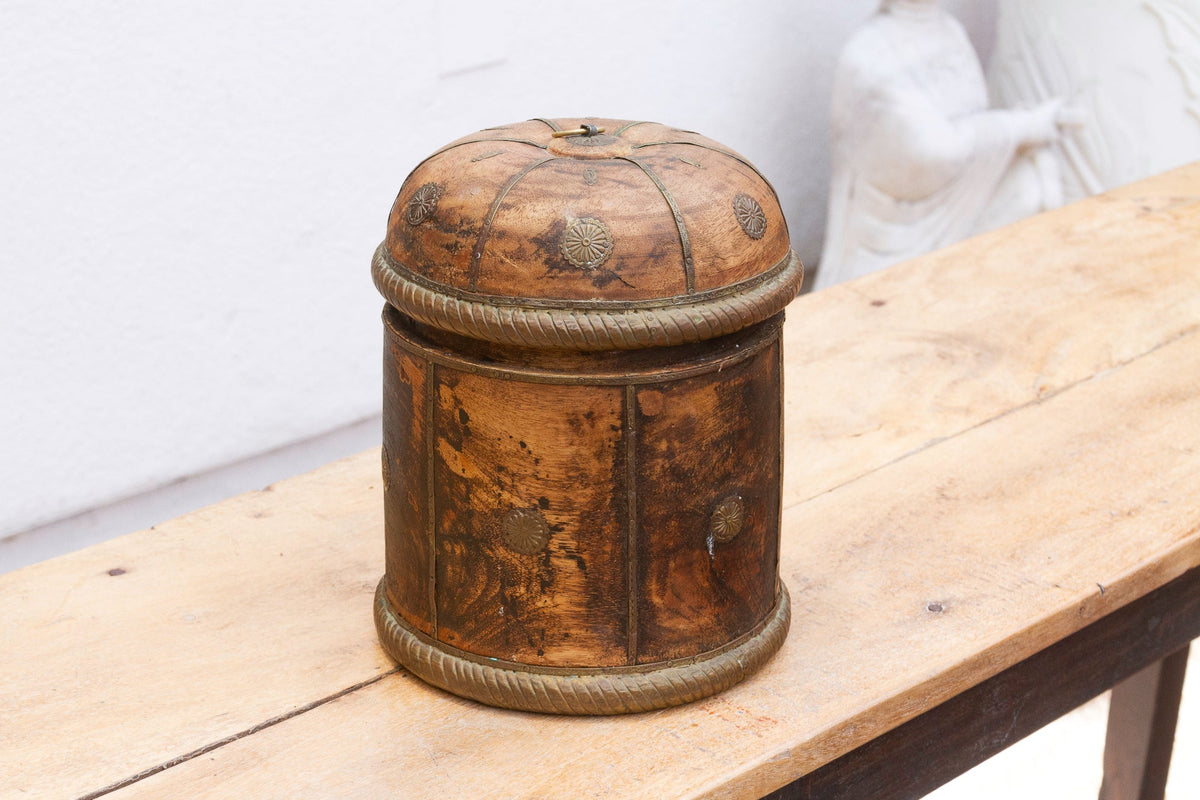 Vintage Wood Tea Canister with Lid