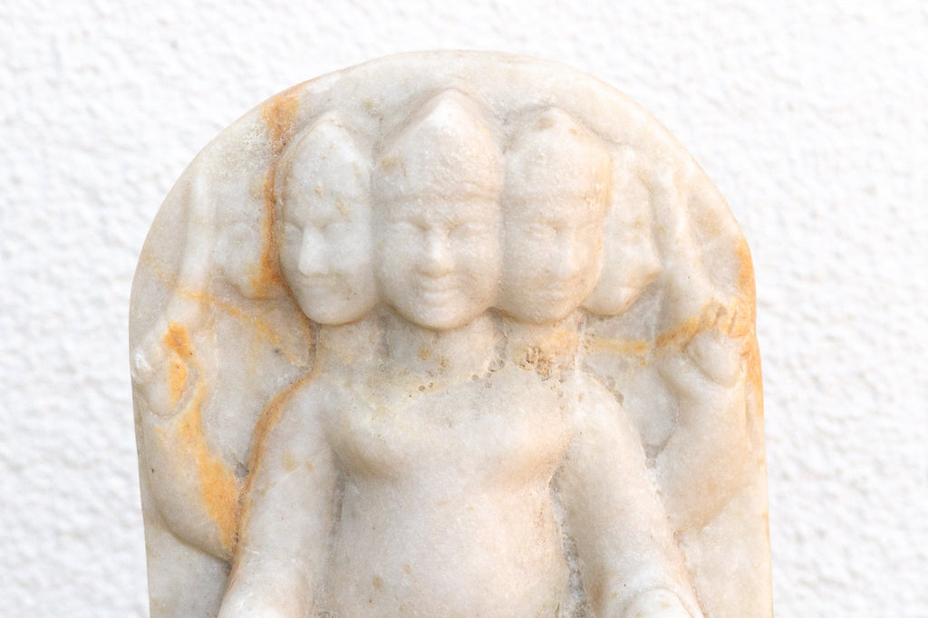 Antique White Marble Indian Deity Sculpture