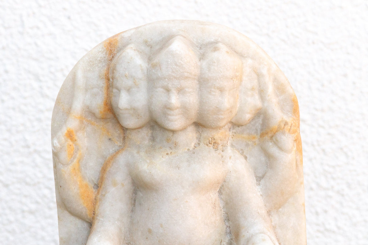 Antique White Marble Indian Deity Sculpture