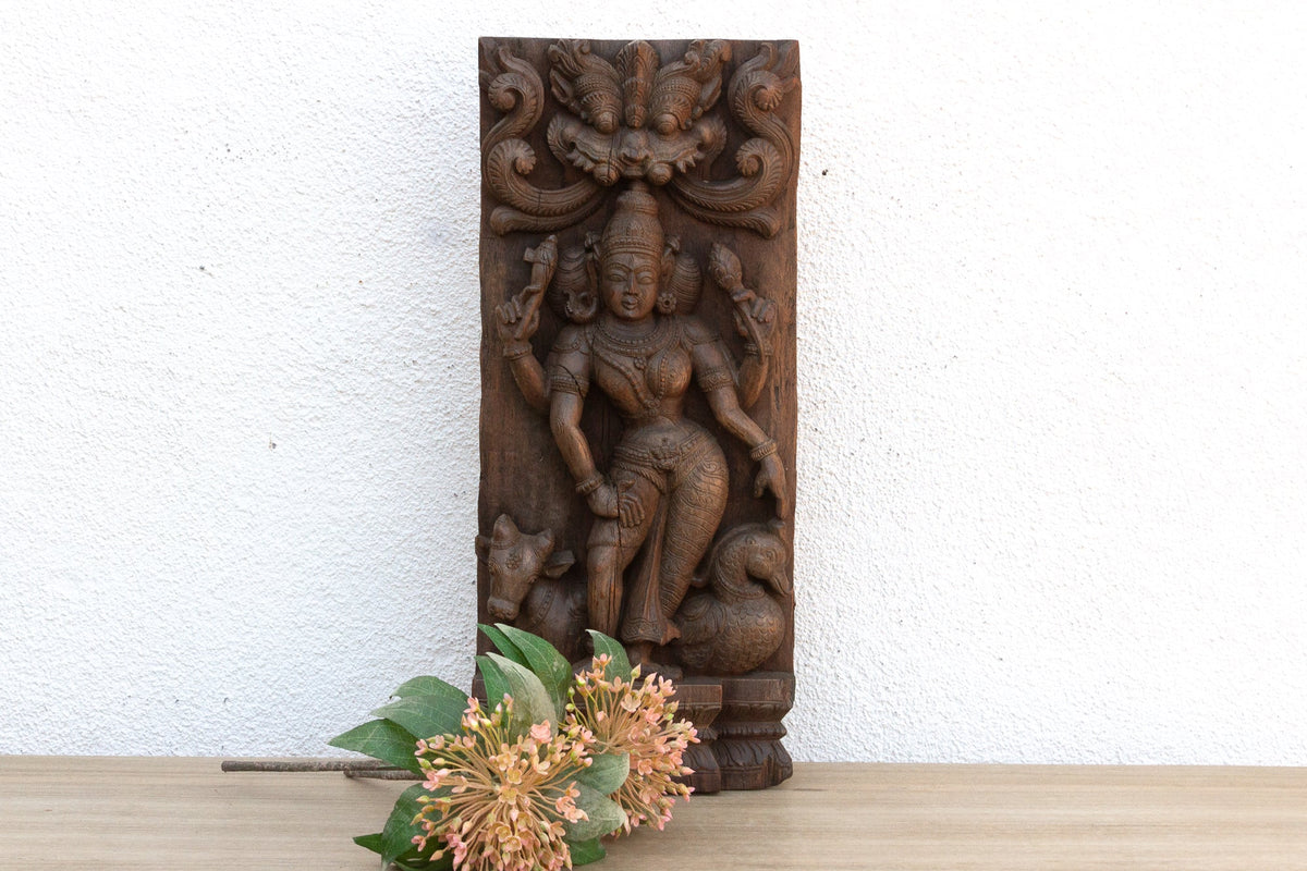 Vishnus Grace Antique Indian Finely Carved Panel