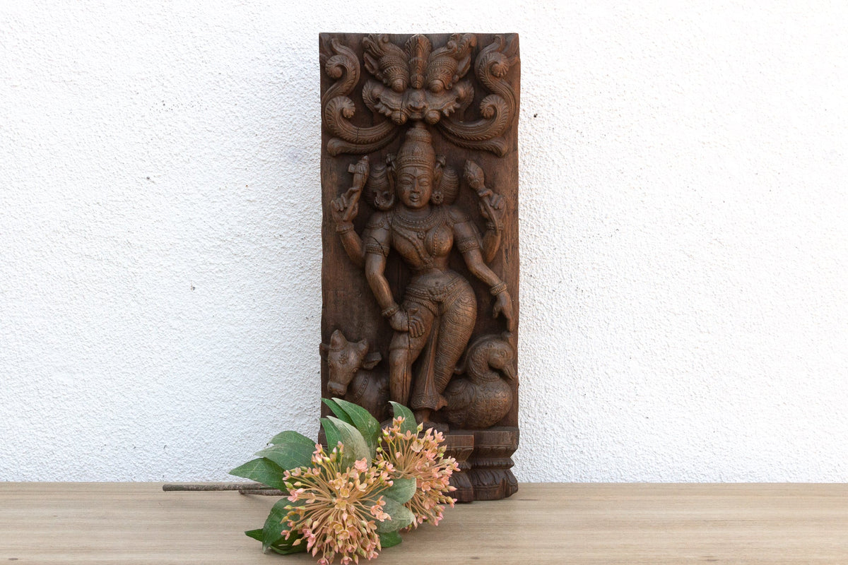 Vishnus Grace Antique Indian Finely Carved Panel