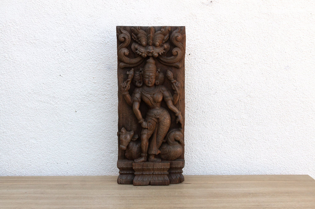 Vishnus Grace Antique Indian Finely Carved Panel