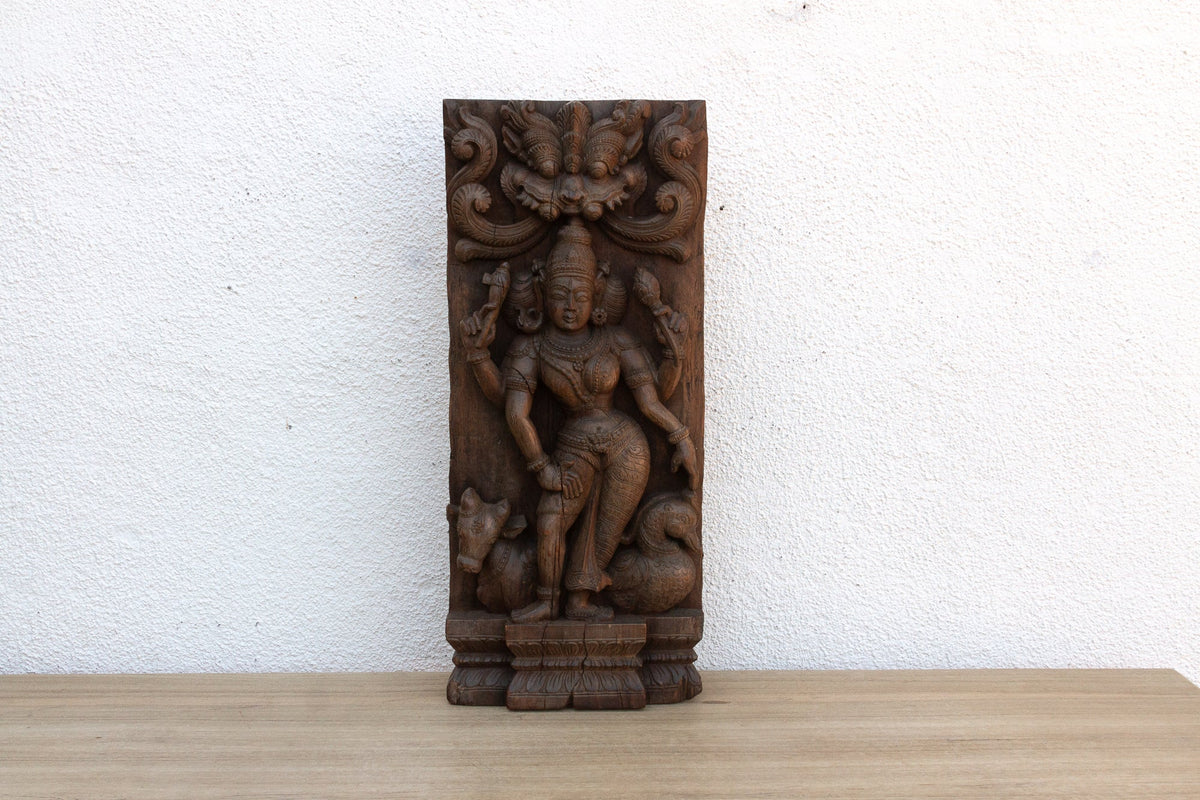 Vishnus Grace Antique Indian Finely Carved Panel