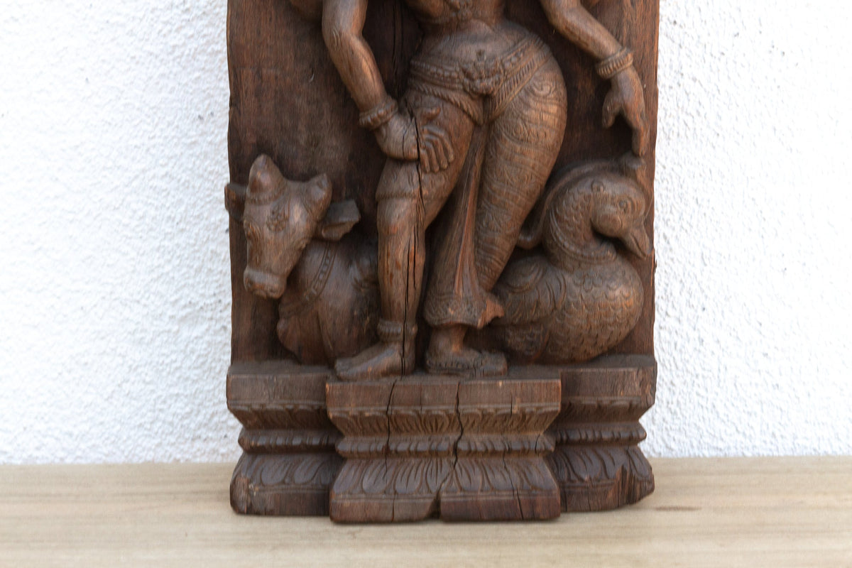 Vishnus Grace Antique Indian Finely Carved Panel