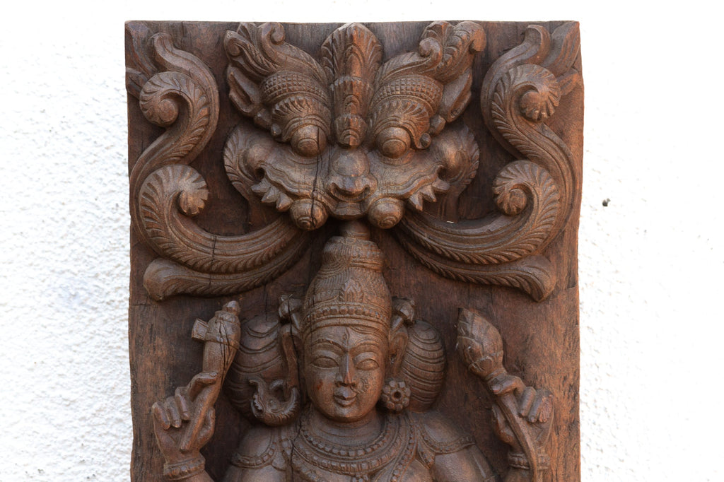Vishnus Grace Antique Indian Finely Carved Panel