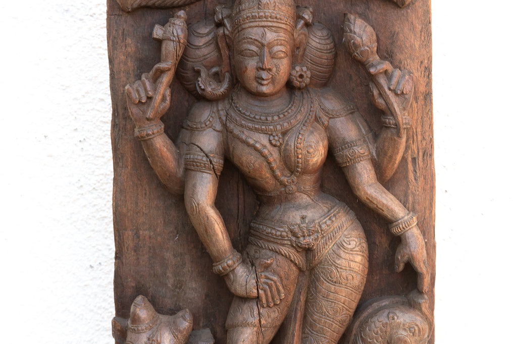 Vishnus Grace Antique Indian Finely Carved Panel